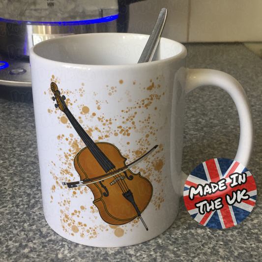 Cello Paint Splatter Mug - Gift For Cellist