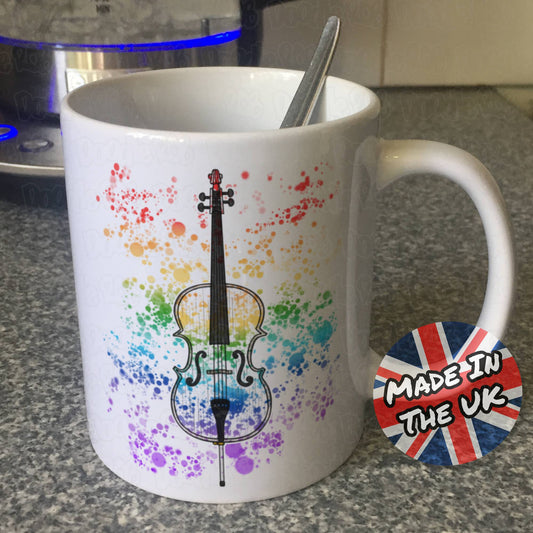 Cello Rainbow Mug - Gift For Cellist - Cello Teacher Mug - String Musician Gift