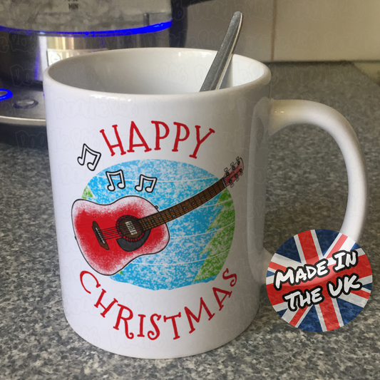 Acoustic Guitar Christmas Mug - Guitarist Xmas Gift - Guitar Teacher Mug