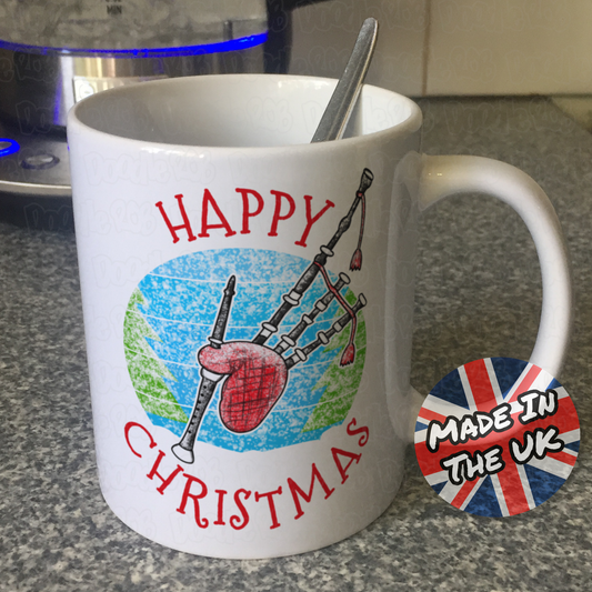 Bagpipes Christmas Mug - Xmas Gift For Piper - Scottish Musician Christmas Gift