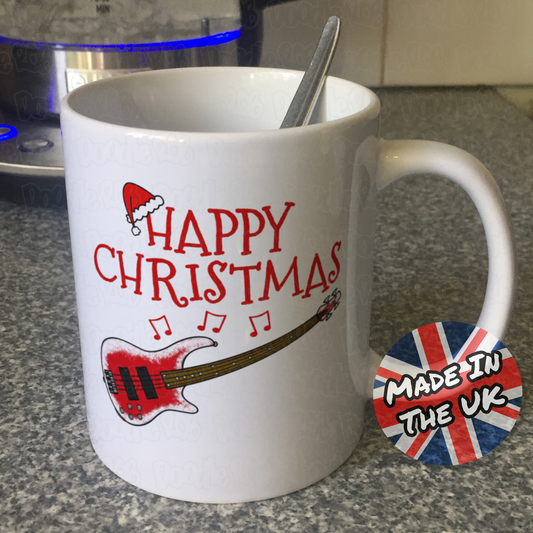 Bass Guitar Christmas Mug - Bassist Xmas Gift - Bass Teacher Mug