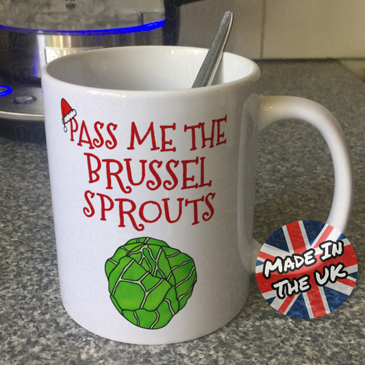 Brussel Sprouts Christmas Mug - Pass Me The Brussel Sprouts - Funny Xmas Gift