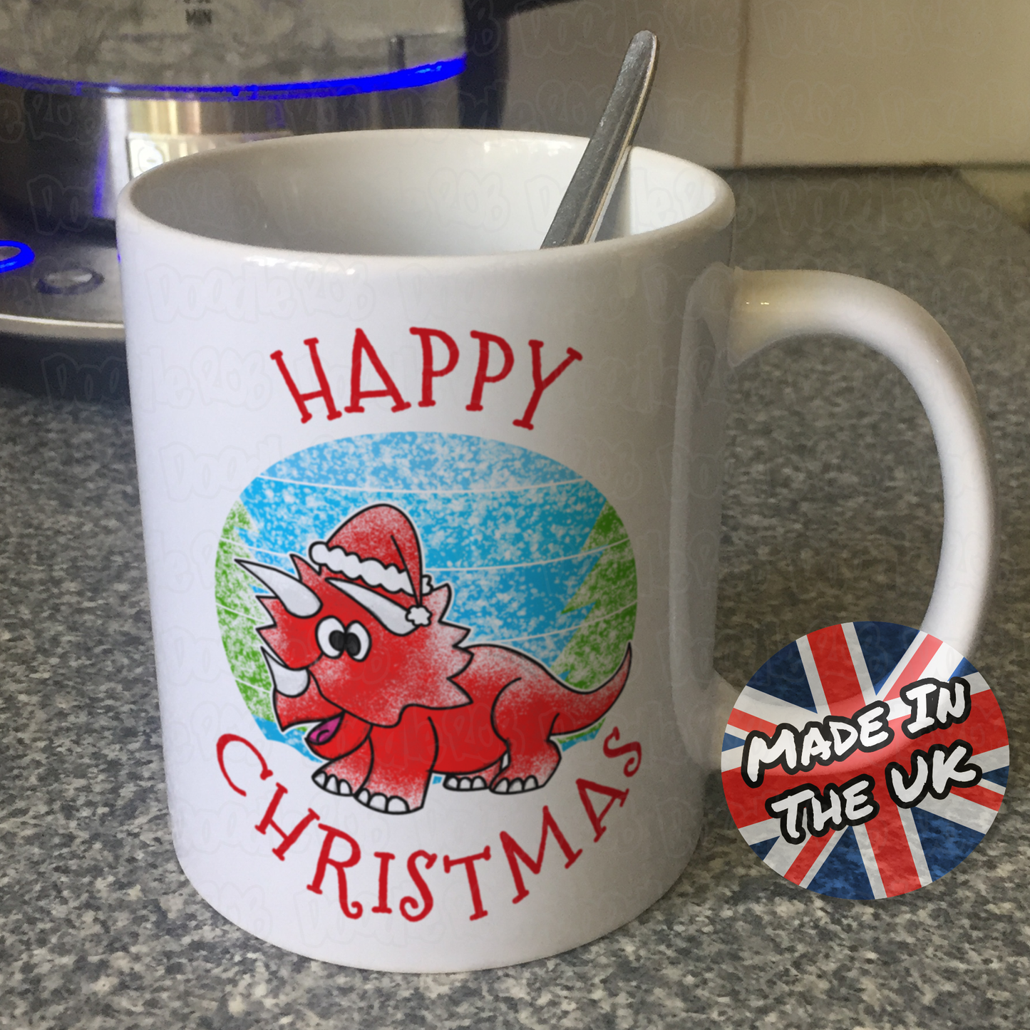 Triceratops Christmas Mug - Dinosaur Xmas Mug - Christmas Gift For Boy