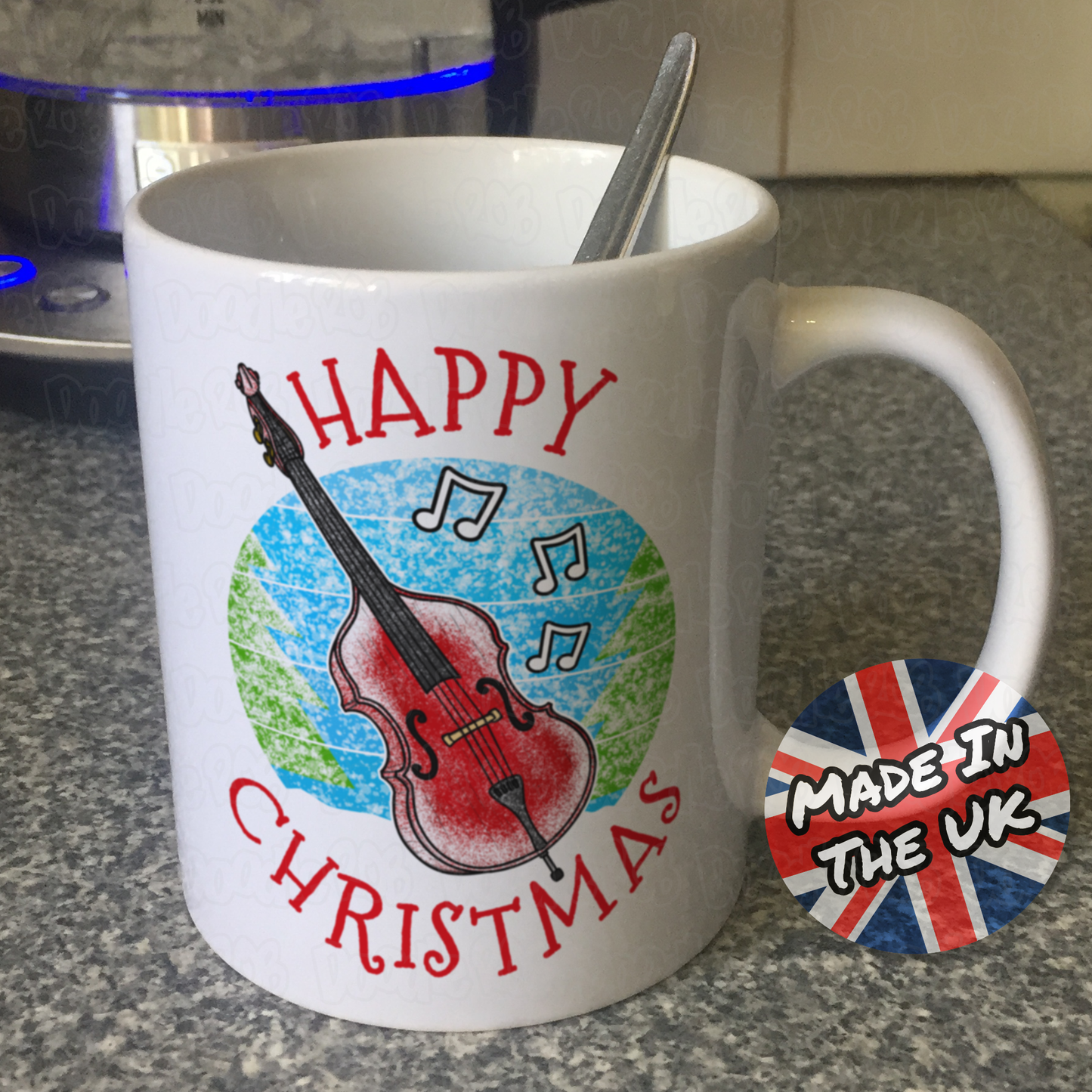 Double Bass Christmas Mug - Xmas Gift For Bassist - Jazz Musician Christmas Gift