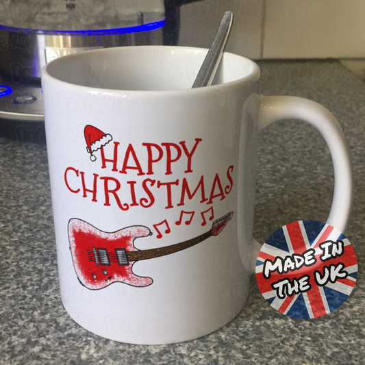 Electric Guitar Christmas Mug - Guitarist Xmas Gift - Guitar Teacher Mug