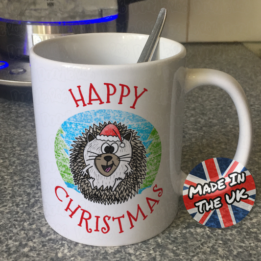 Hedgehog Christmas Mug - Wildlife Xmas Mug - Christmas Gift For Animal Lover