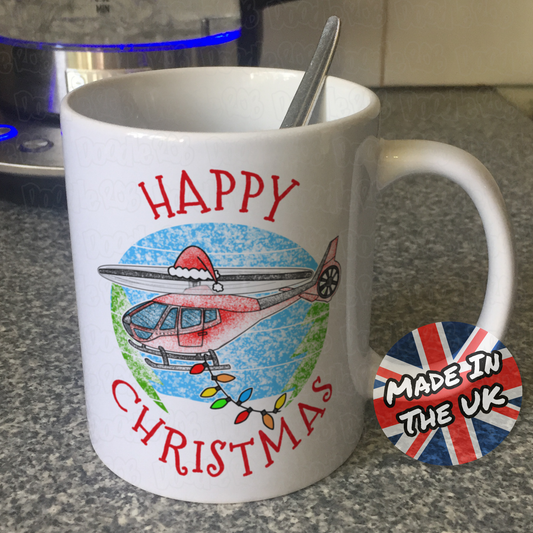 Helicopter Christmas Mug - Xmas Gift For Pilot - Aviation Enthusiast - Christmas Gift For Boy