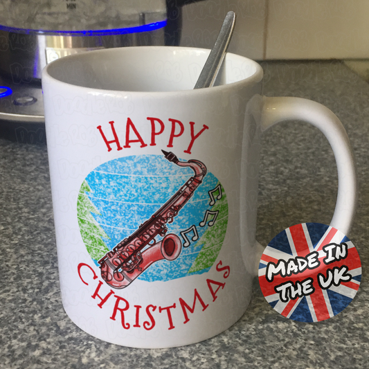 Saxophone Christmas Mug - Saxophonist Mug - Jazz Musician Xmas Gift