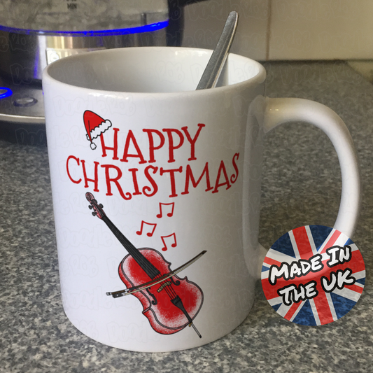 Christmas Cello Mug - Cellist Mug - Cello Teacher Xmas Gift - String Musician Gift