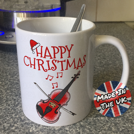 Christmas Violin Mug - Violinist Mug - Violin Teacher Xmas Gift - String Musician Gift