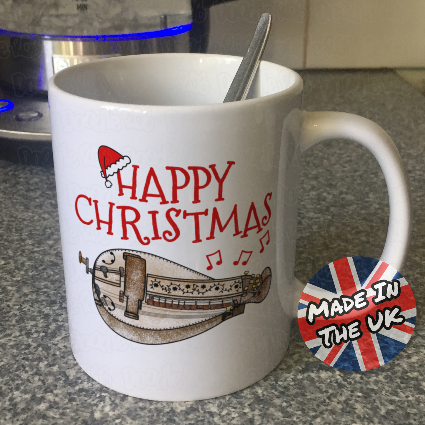 Hurdy Gurdy Christmas Mug - Gift For Gurdyist - Folk Musician Xmas Mug