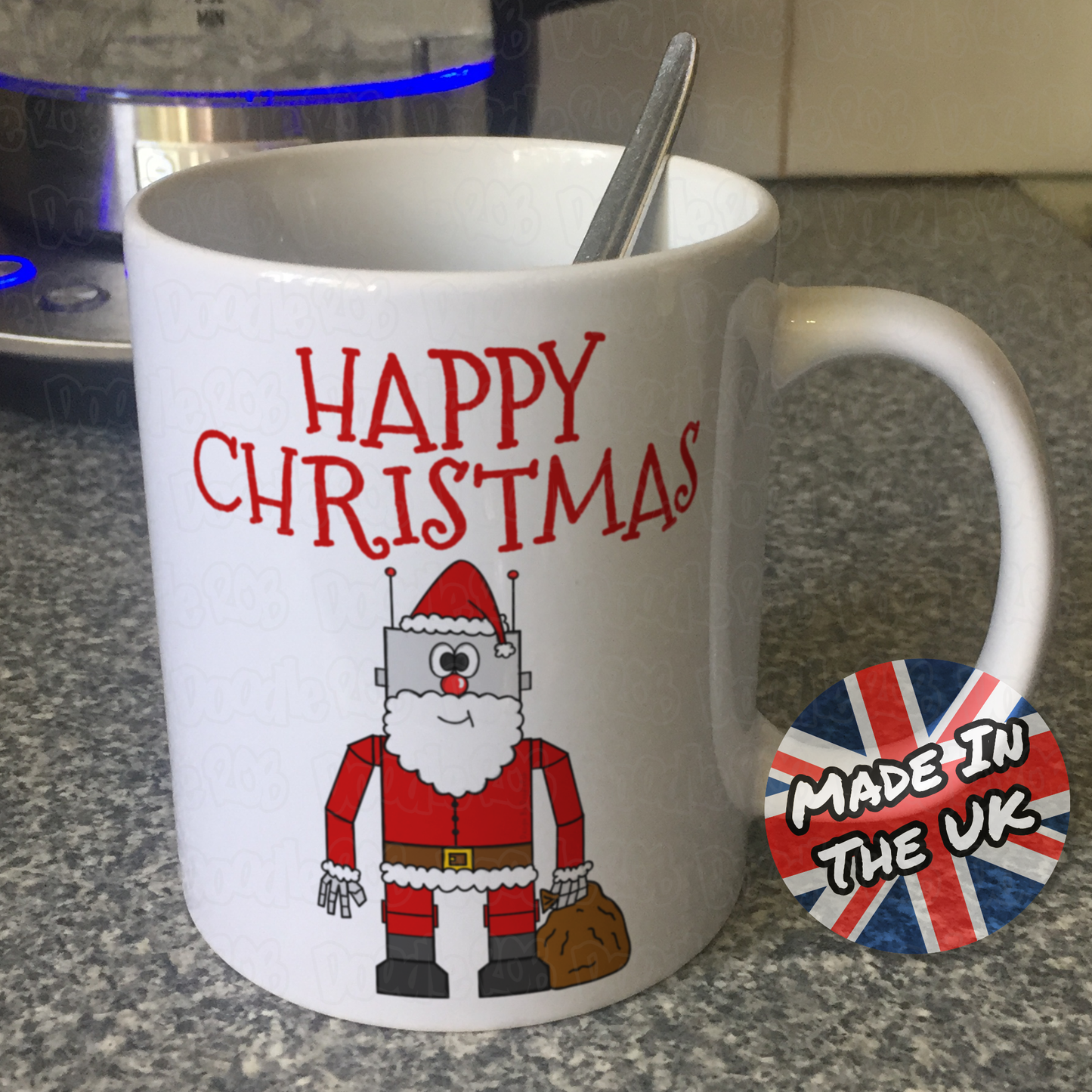 Robot Santa Christmas Mug - Engineer Xmas Mug - Funny Robot Mug For Boy