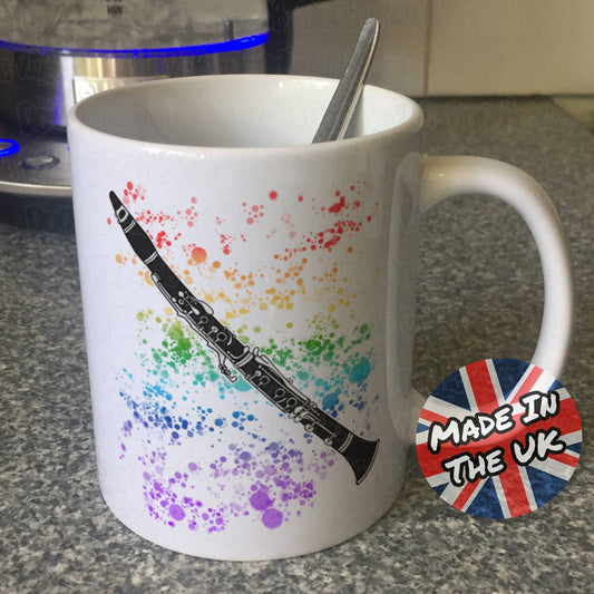 Clarinet Paint Rainbow Mug - Gift For Clarinetist - Clarinet Teacher Mug - Woodwind Musician Gift