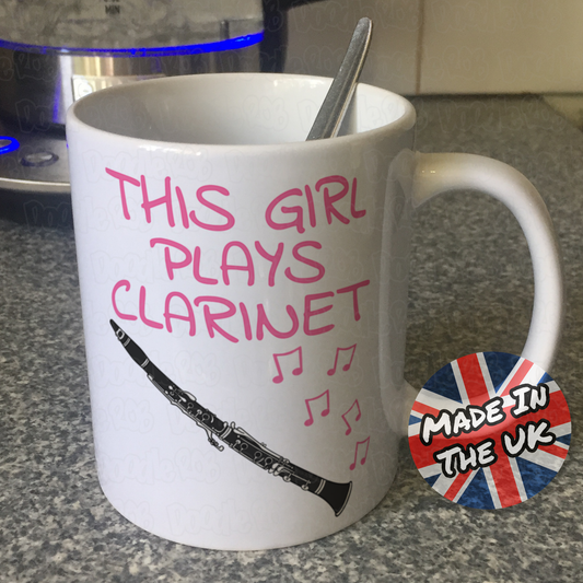 Girl's Clarinet Mug - This Girl Plays Clarinet - Female Clarinetist - Woodwind Musician Gift For Her