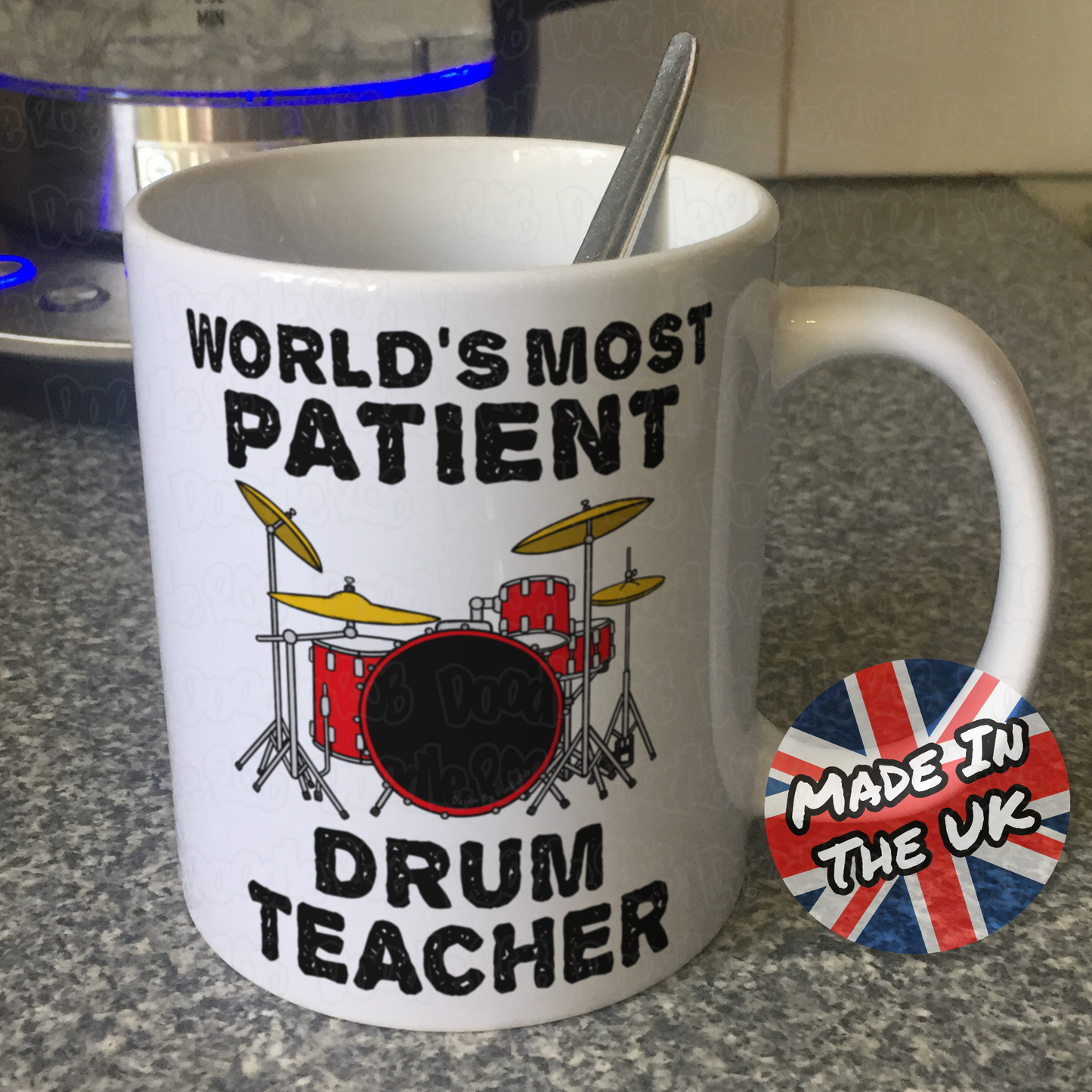 Funny Drum Teacher Mug - World's Most Patient Drum Teacher - Sarcastic Music Teacher Gift