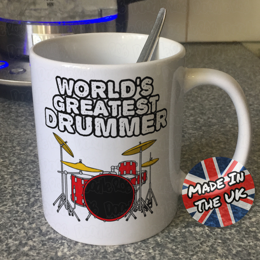 Funny Drummer Mug - World's Greatest Drummer - Drum Teacher Gift - Drum Kit Mug