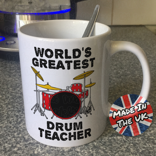 Drum Teacher Mug - World's Greatest Drum Teacher - Music Teacher Gift