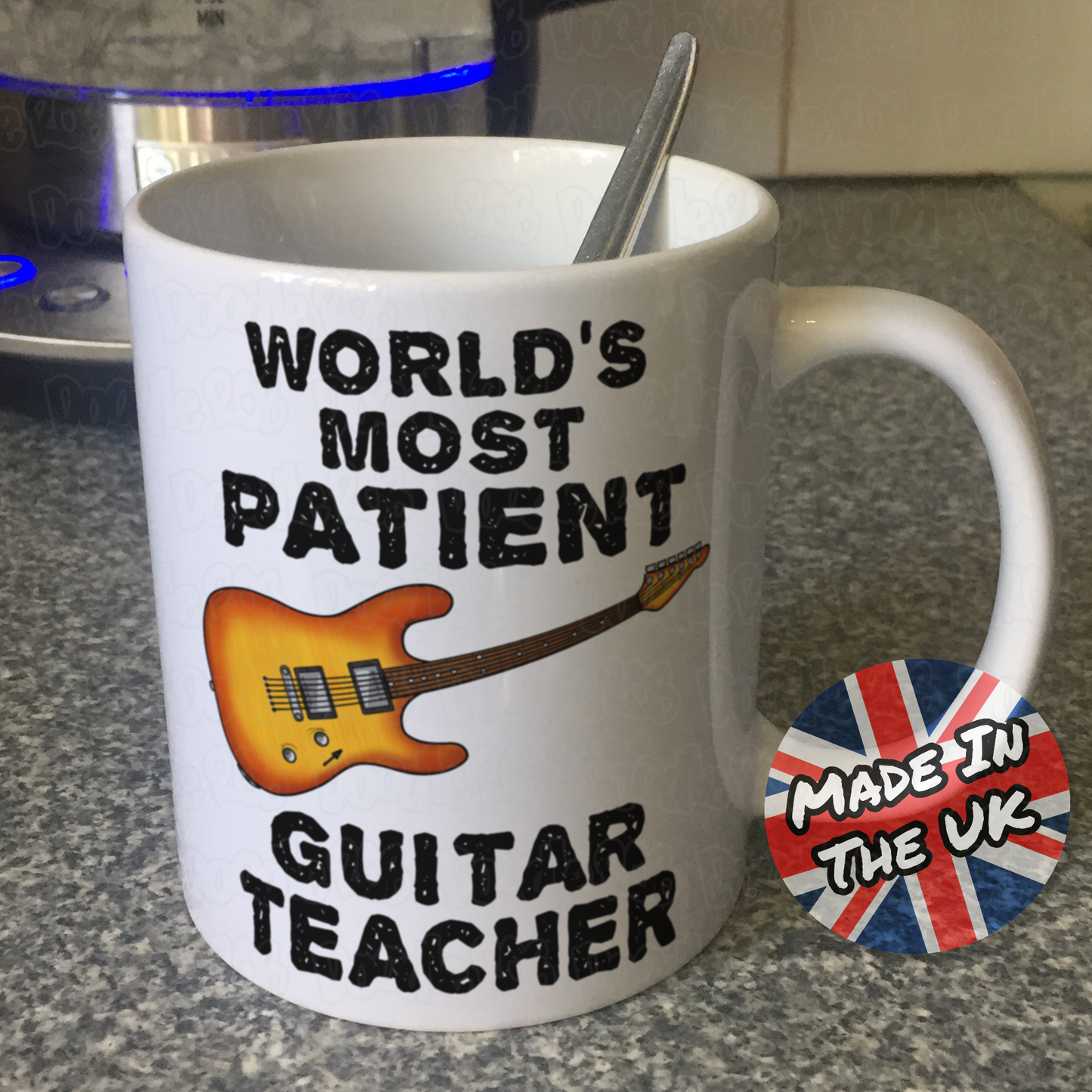 Funny Guitar Teacher Mug - World's Most Patient Guitar Teacher - Gift For Electric Guitarist