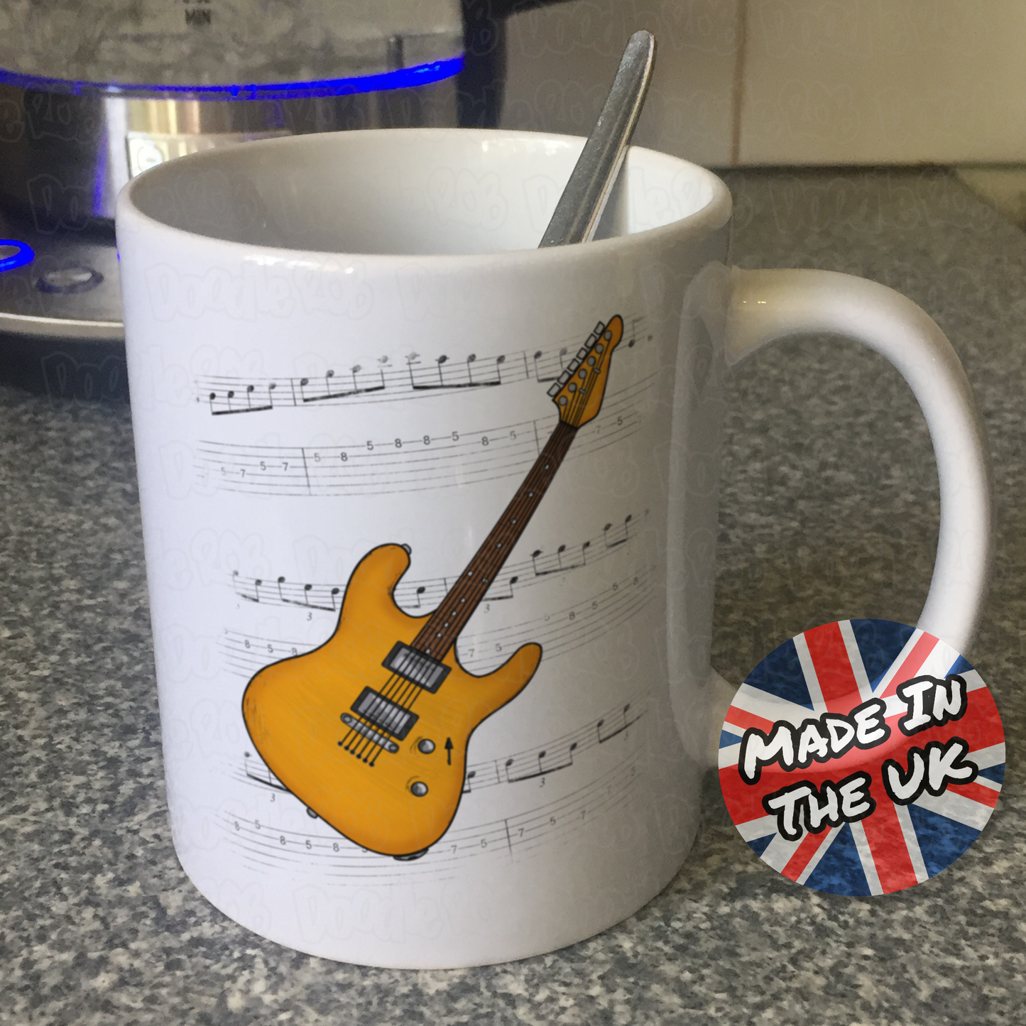 Electric Guitar Notation Mug (Orange) - Guitarist Gift - Guitar Teacher Mug - Gift For Musician