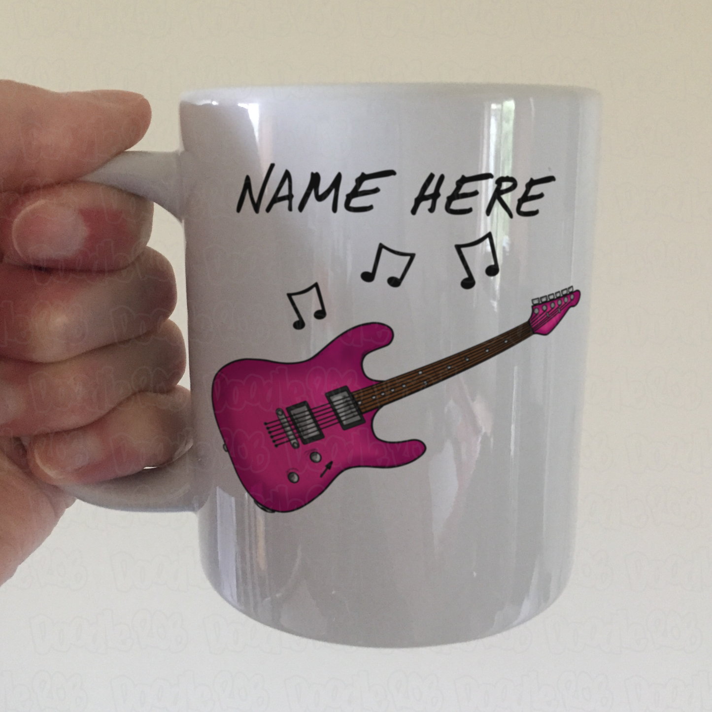 Personalised Guitar Mug (Pink) - Guitar Gift For Girl - Custom Guitarist Mug