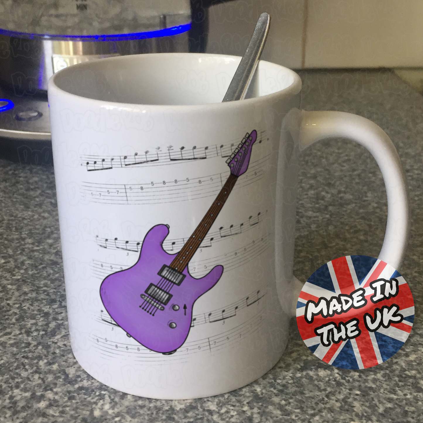 Electric Guitar Notation Mug (Purple) - Guitarist Gift - Guitar Teacher Mug - Gift For Musician