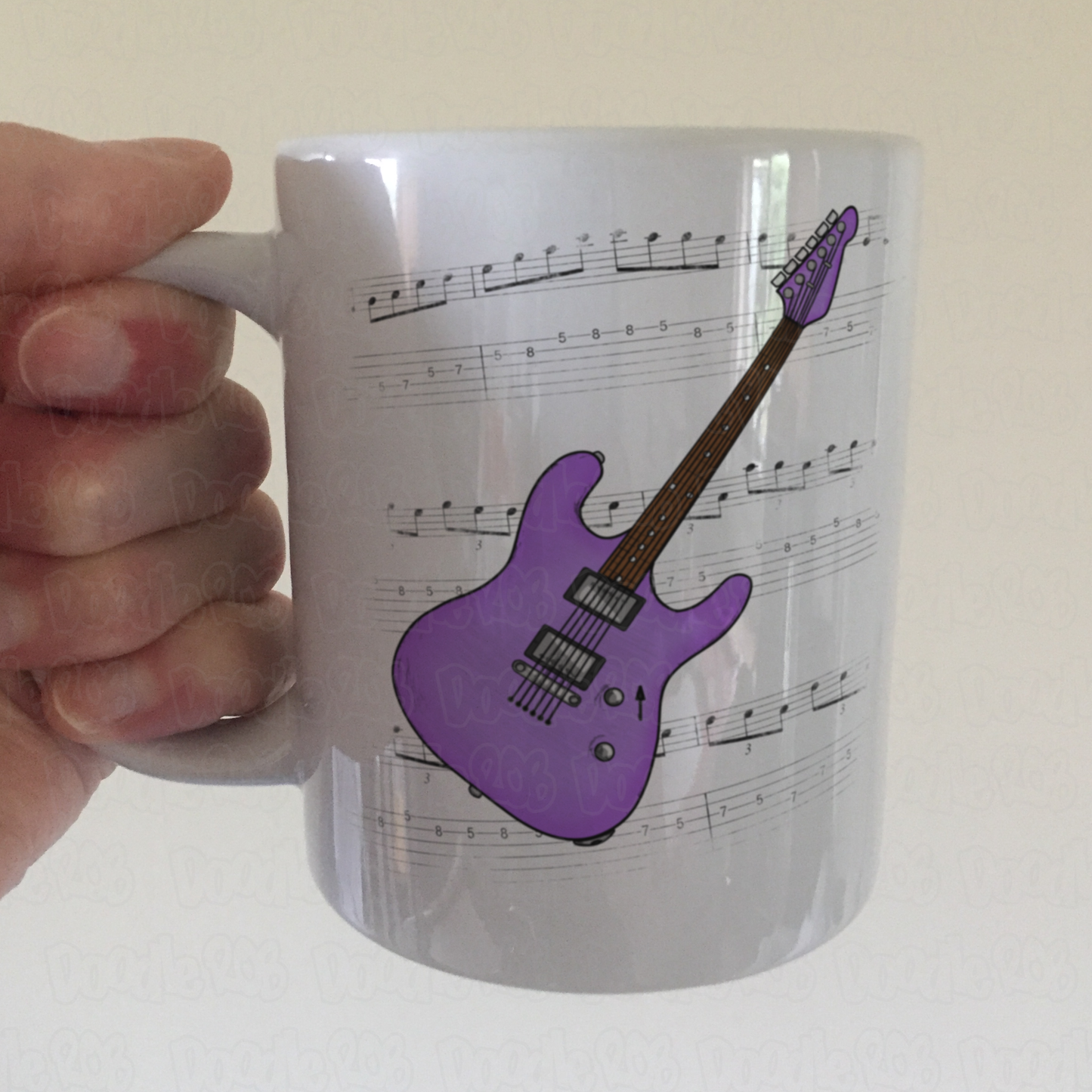 Electric Guitar Notation Mug (Purple) - Guitarist Gift - Guitar Teacher Mug - Gift For Musician