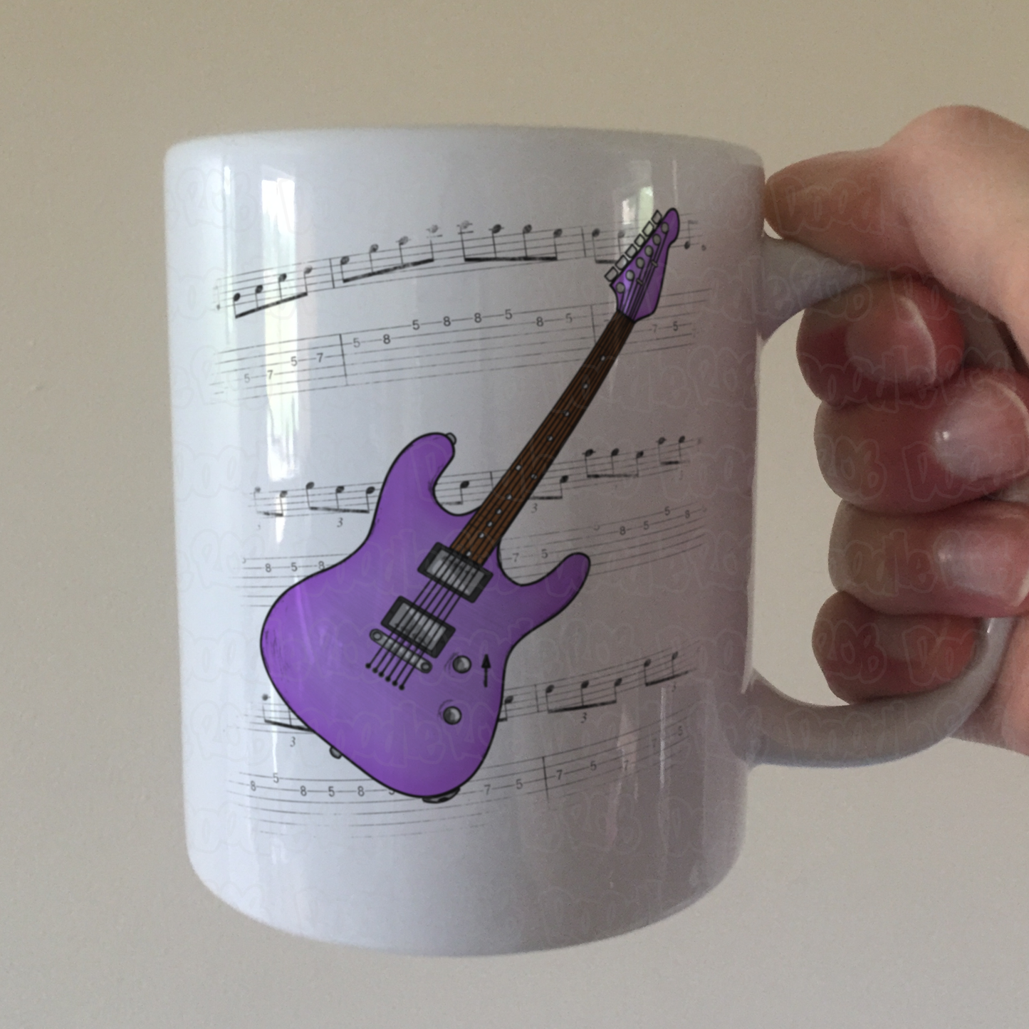 Electric Guitar Notation Mug (Purple) - Guitarist Gift - Guitar Teacher Mug - Gift For Musician