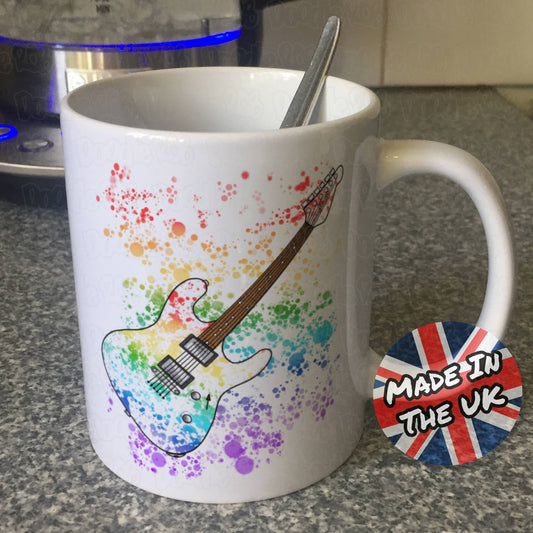 Electric Guitar Rainbow Mug - Guitarist Gift - Guitar Teacher Mug - Gift For Musician