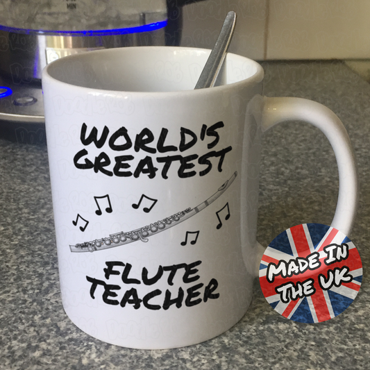 Flute Teacher Mug - World's Greatest Flute Teacher - Woodwind Teacher Gift