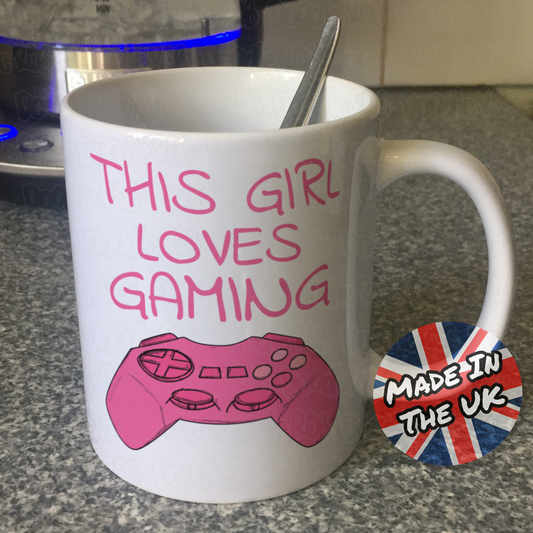 Female Video Gamer Mug - This Girl Loves Gaming - Video Gaming Gift For Her