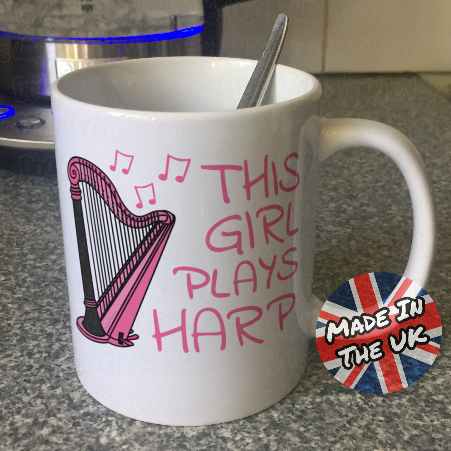 Girl's Harp Mug - This Girl Plays Harp - Female Harpist Gift - Harp Student Gift