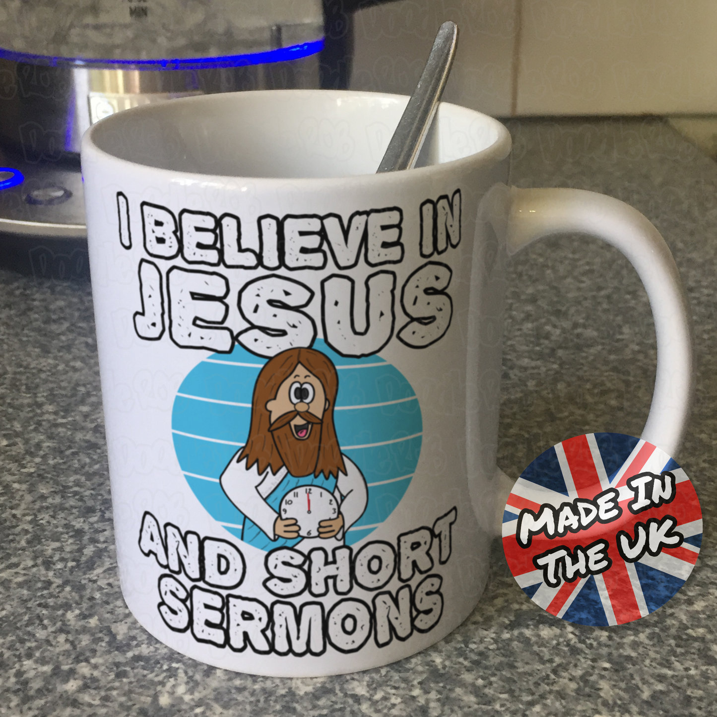 Funny Church Mug - I Believe In Jesus And Short Sermons - Gift For Christian Minister