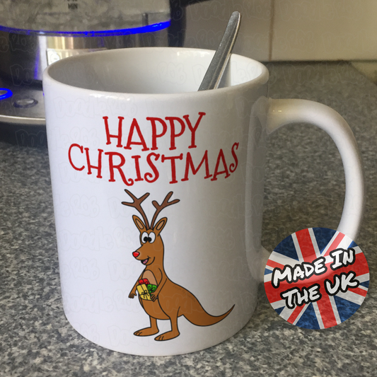 Kangaroo Christmas Mug - Wildlife Lover Xmas Gift - Funny Animal Xmas Gift