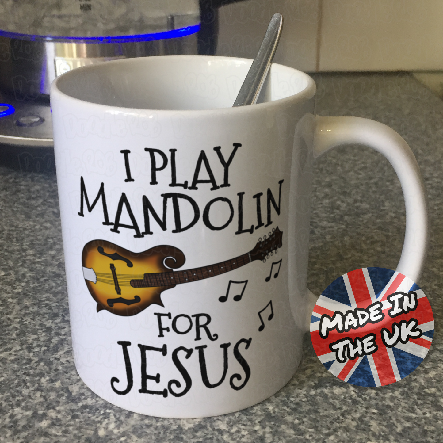 Christian Mandolin Mug - I Play Mandolin For Jesus - Church Mandolinist