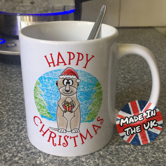 Meerkat Christmas Mug - Wildlife Lover Xmas Gift - Funny Meerkat Gift