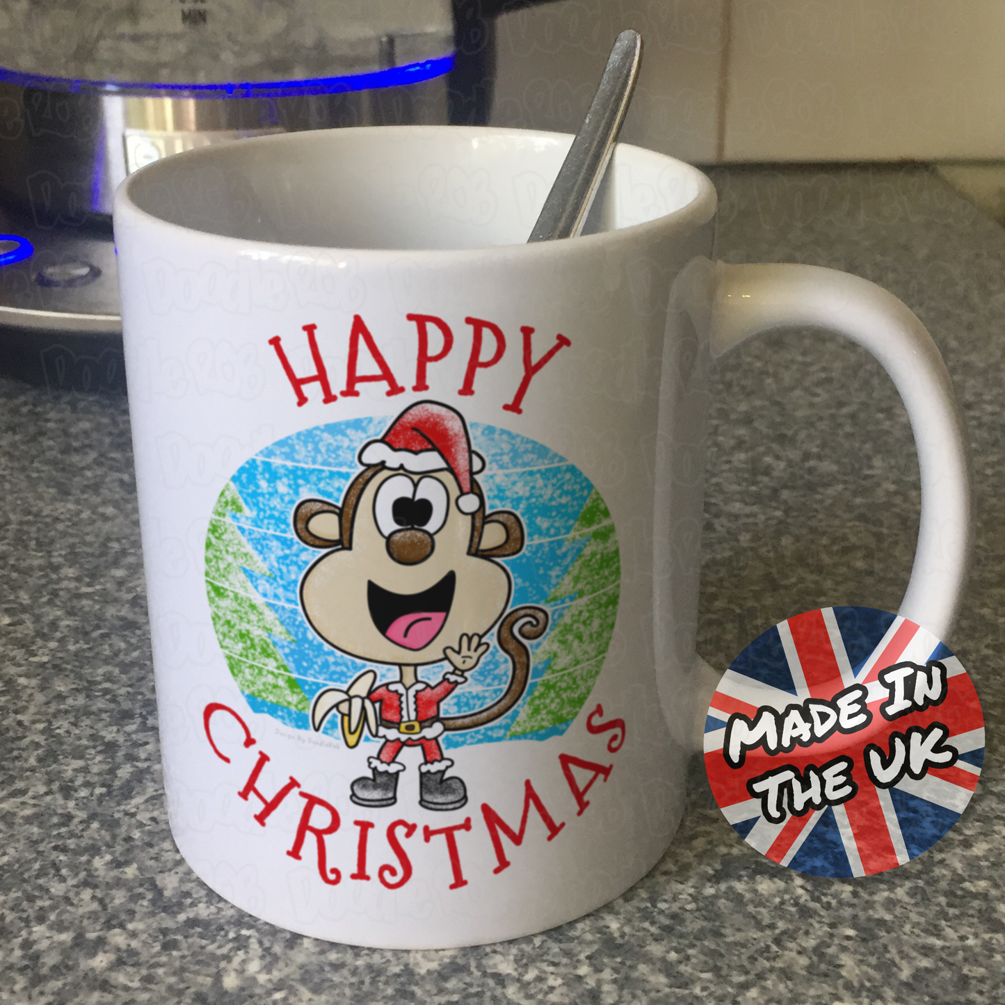 Monkey Christmas Mug - Wildlife Lover Xmas Gift - Funny Animal Xmas Gift