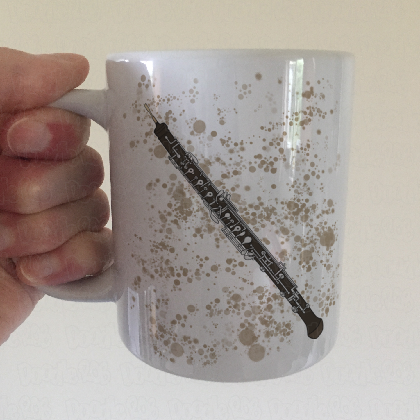 Oboe Paint Splatter Mug - Oboist Mug - Oboe Teacher Gift - Woodwind Musician Mug