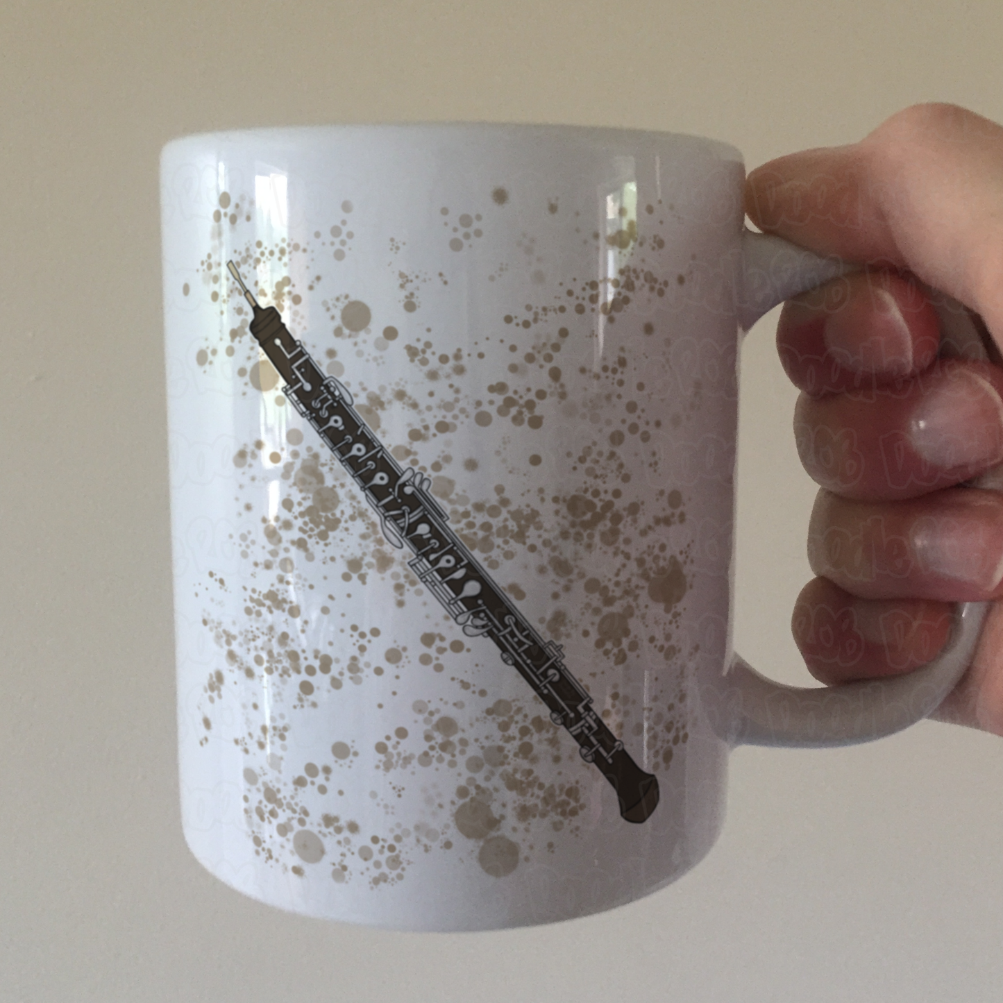 Oboe Paint Splatter Mug - Oboist Mug - Oboe Teacher Gift - Woodwind Musician Mug