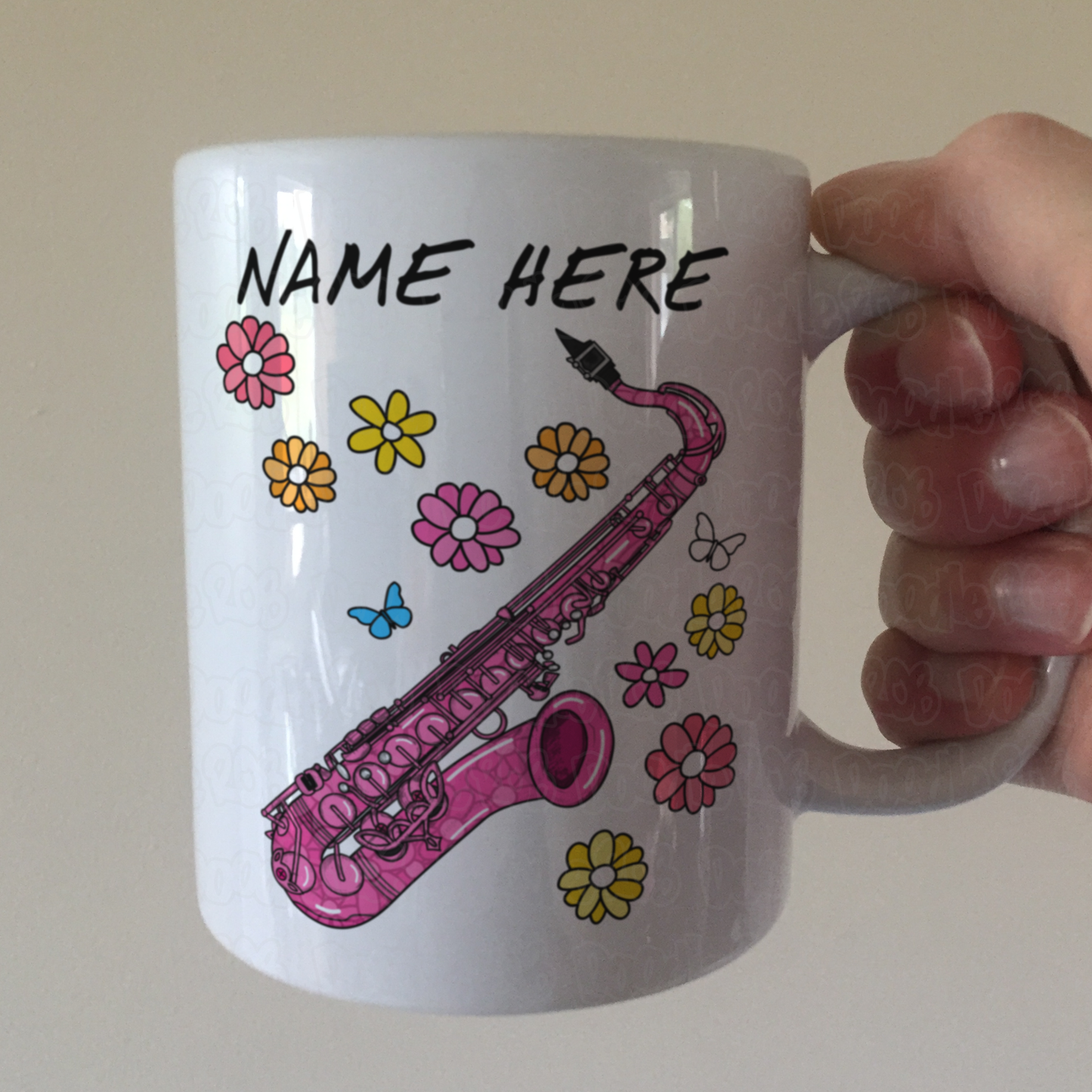 Floral Saxophone Personalised Mug - Musician Gift For Her - Custom Saxophonist Gift