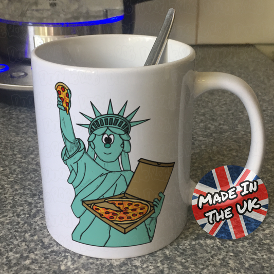 Funny Statue Of Liberty Mug - Statue Of Liberty Holding Pizza - Gift For Pizza Lovers