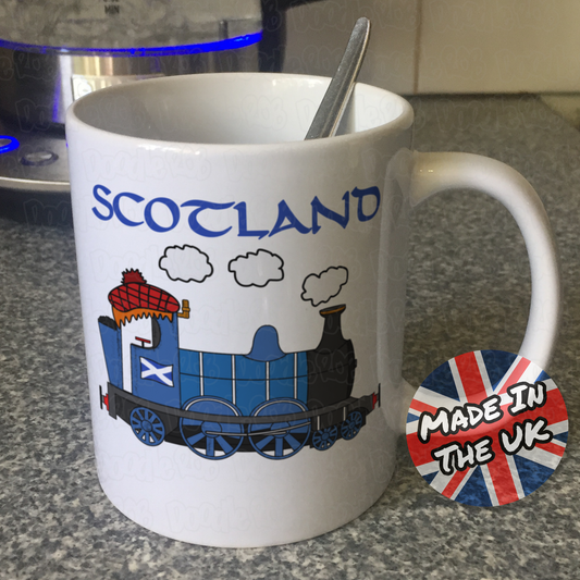 Scottish Steam Train Mug - Funny Scotland Mug - St Andrew's Day Gift For Boy