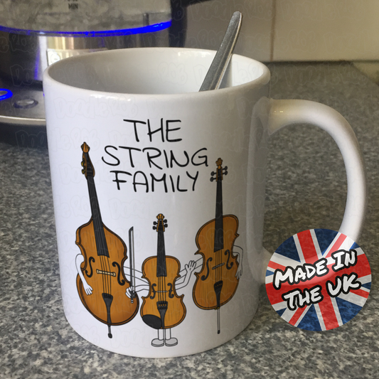 String Musician Mug - The String Family - Violinist - Cellist - Double Bassist - String Teacher Gift