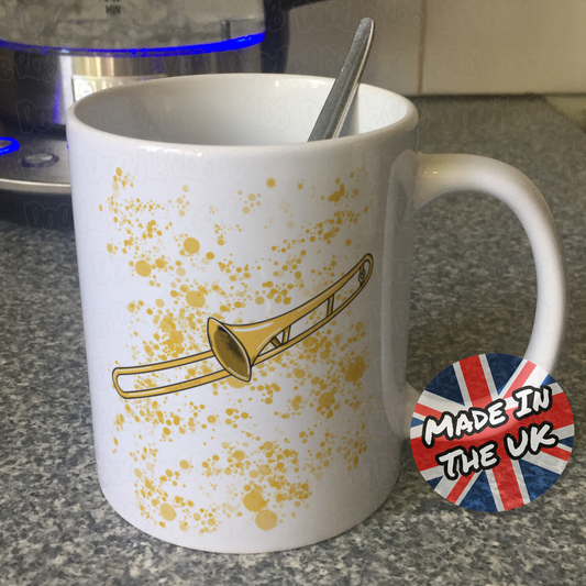 Trombone Paint Splatter Mug - Gift For Trombonist - Trombone Teacher Mug