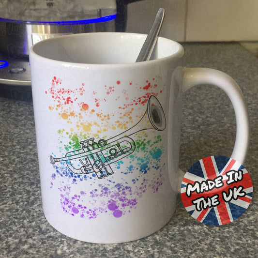 Trumpet Rainbow Mug - Gift For Trumpeter - Trumpet Teacher Mug - Brass Musician Gift