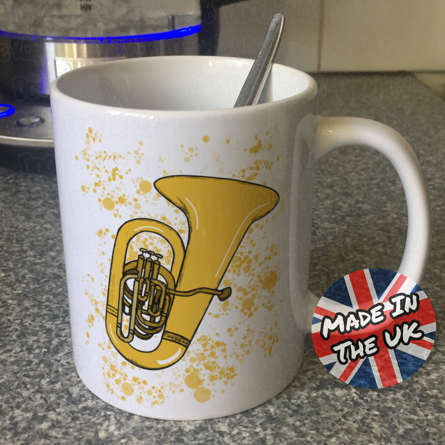 Tuba Paint Splatter Mug - Gift For Tuba Teacher - Brass Musician Mug