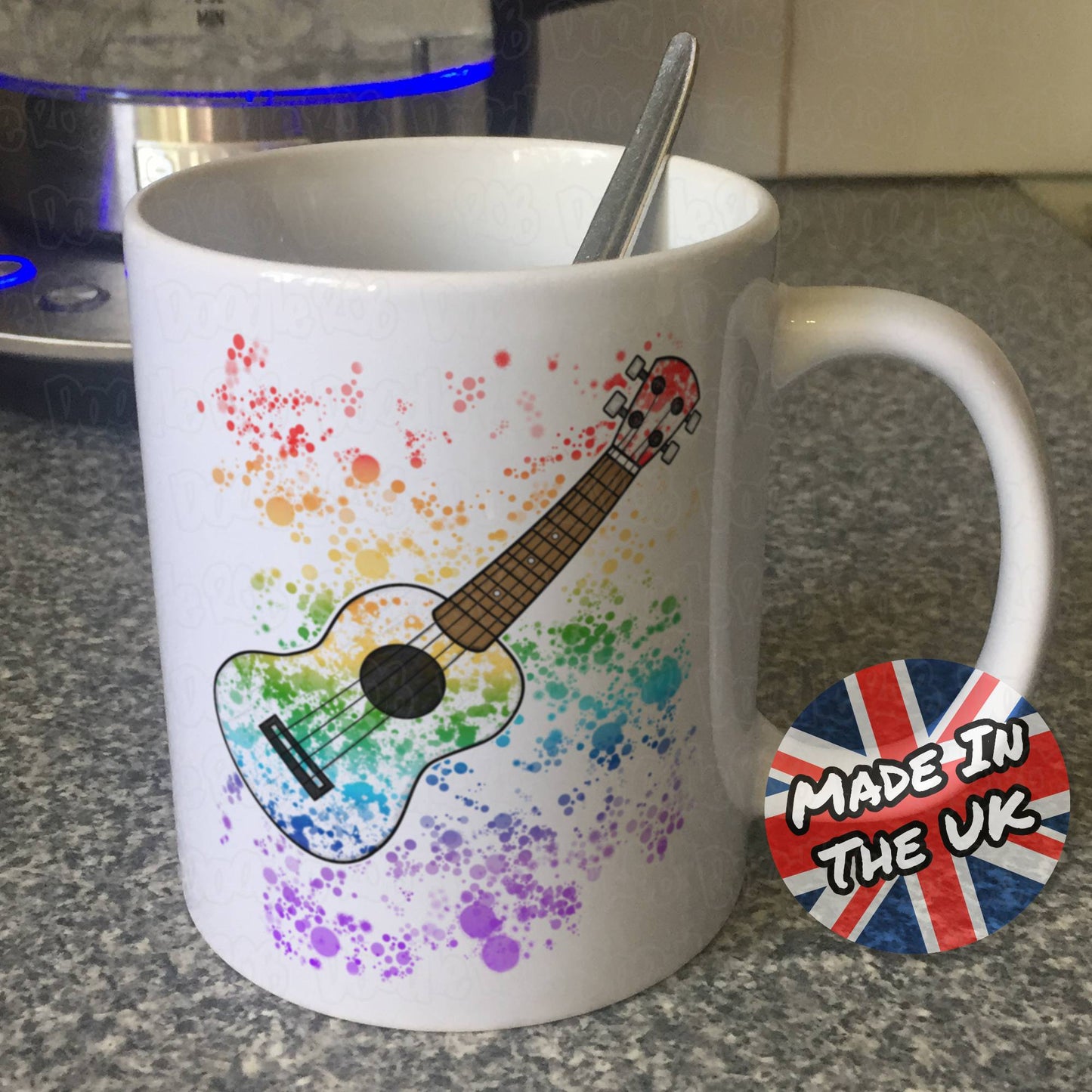 Ukulele Rainbow Mug - Gift For Ukulelist - Ukulele Teacher Mug - School Music Teacher Gift