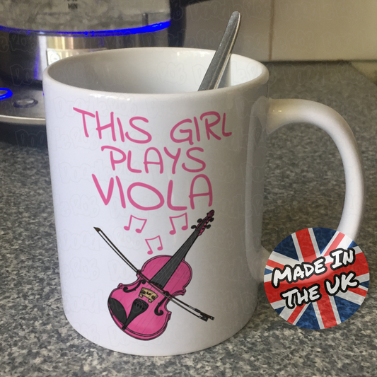 Pink Viola Mug - This Girl Plays Viola - Female Violist - String Musician Gift For Her