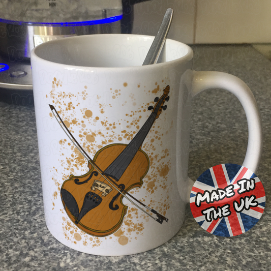 Violin Paint Splatter Mug - Gift For Violinist - String Musician Mug