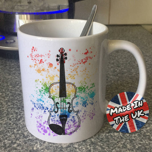 Violin Rainbow Mug - Gift For Violinist - Violin Teacher Gift - String Musician Mug