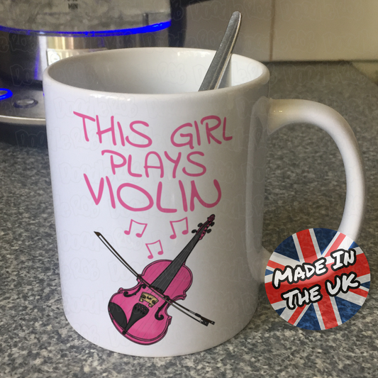 Pink Violin Mug - This Girl Plays Violin - Female Violinist - String Musician Gift For Her